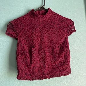 High neck Crop Top burgundy